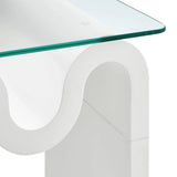 Glass Top Side Table with Wave Base – 17 Inch - End & Side Tables available at Alpine Outlets in Denver