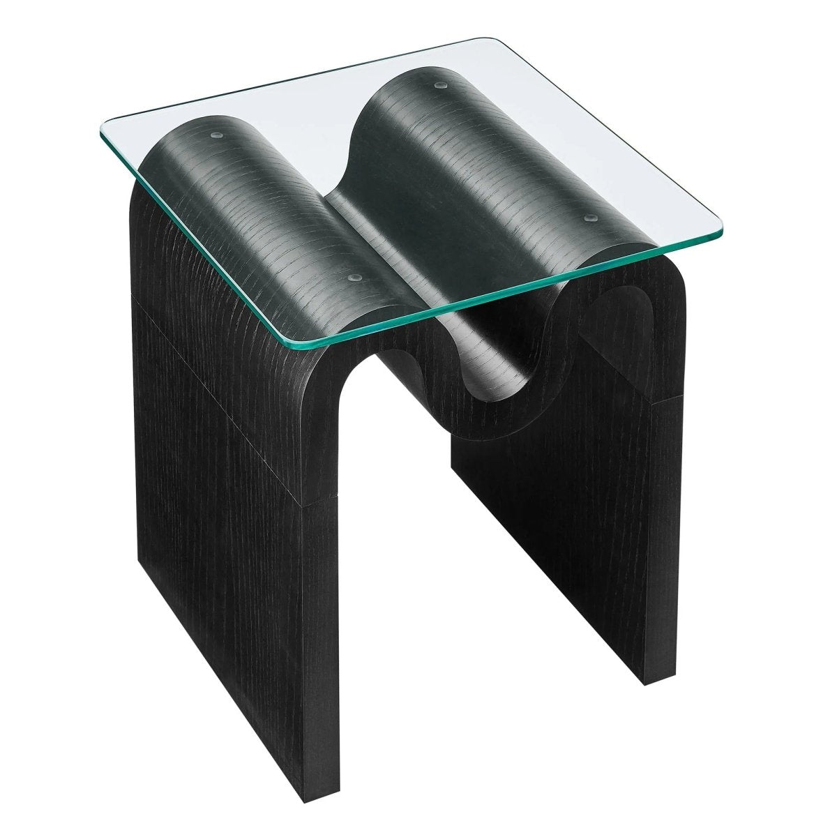 Glass Top Side Table with Wave Base – 17 Inch - End & Side Tables available at Alpine Outlets in Denver