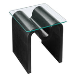 Glass Top Side Table with Wave Base – 17 Inch - End & Side Tables available at Alpine Outlets in Denver