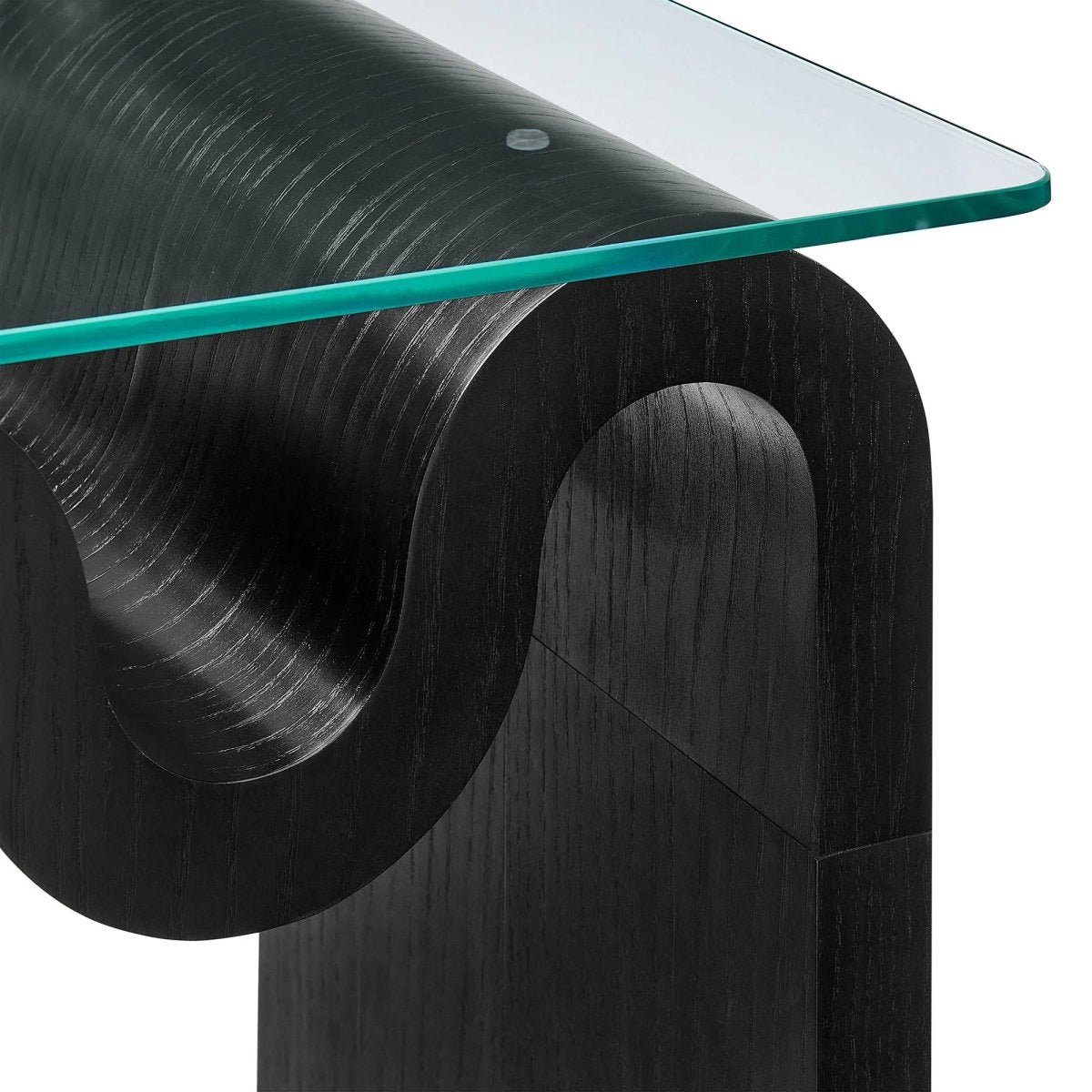 Glass Top Side Table with Wave Base – 17 Inch - End & Side Tables available at Alpine Outlets in Denver