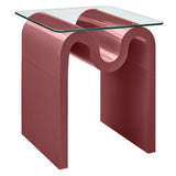Glass Top Side Table with Wave Base – 17 Inch - End & Side Tables available at Alpine Outlets in Denver