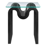 Glass Top Side Table with Wave Base – 17 Inch - End & Side Tables available at Alpine Outlets in Denver