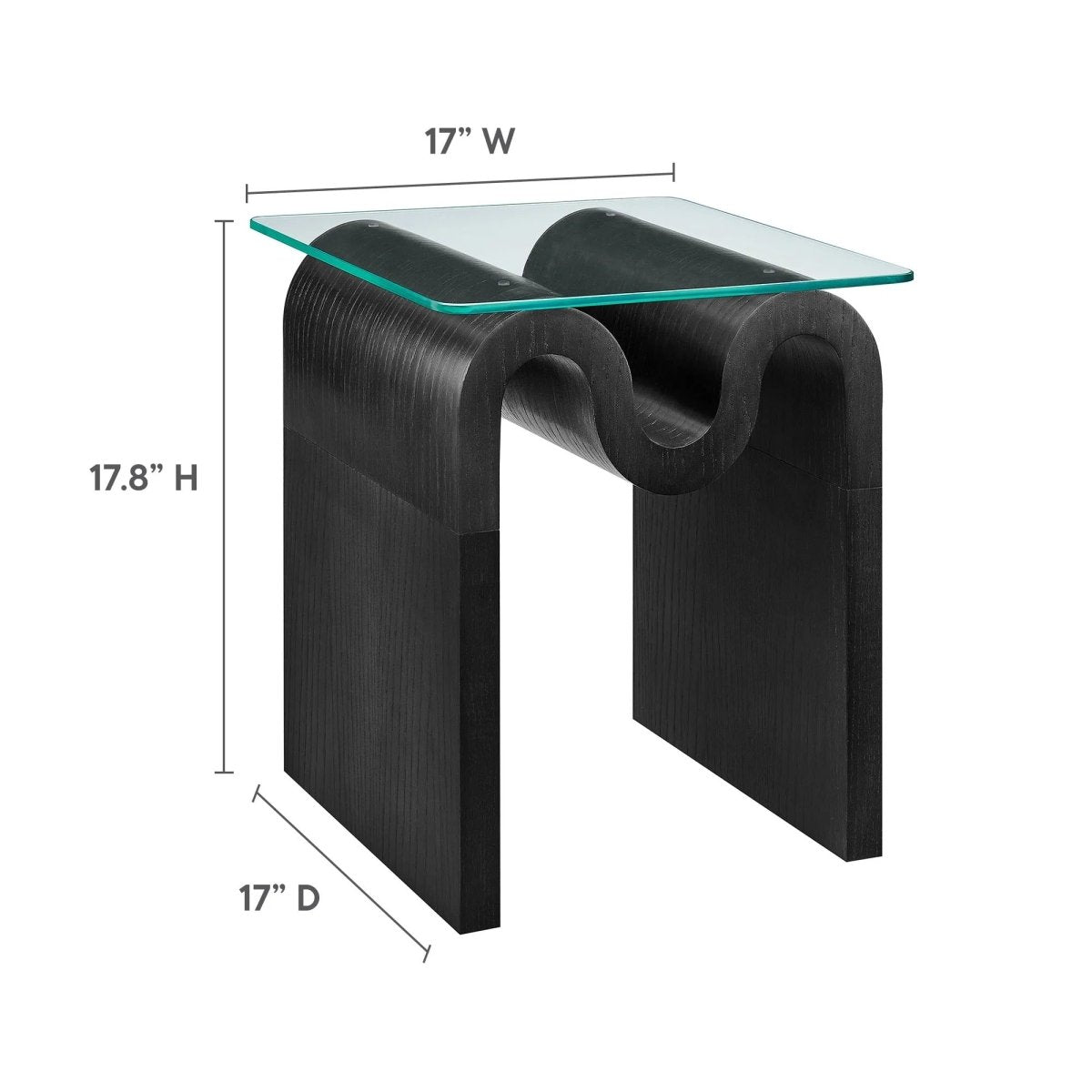 Glass Top Side Table with Wave Base – 17 Inch - End & Side Tables available at Alpine Outlets in Denver