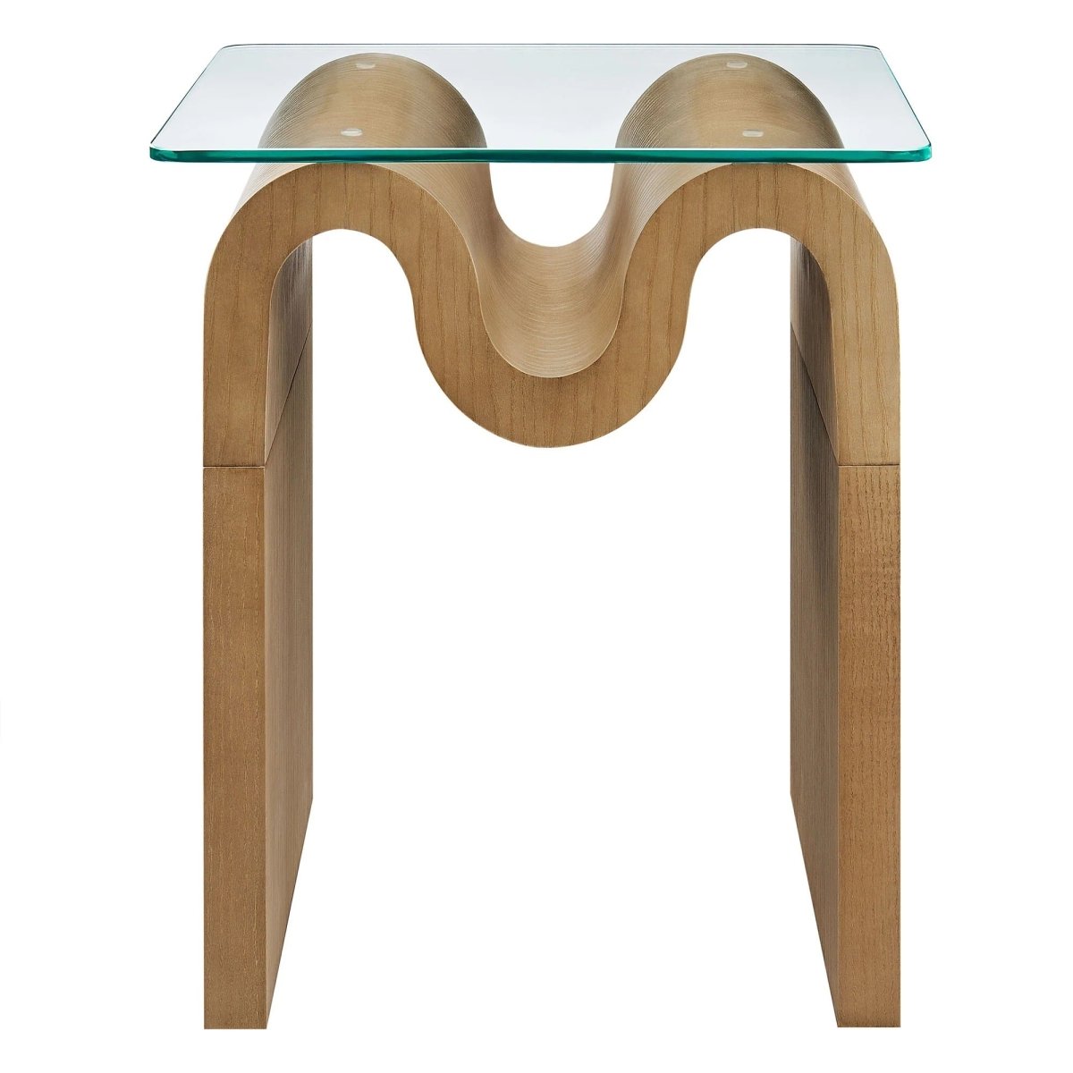 Glass Top Side Table with Wave Base – 17 Inch - End & Side Tables available at Alpine Outlets in Denver