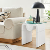 Glass Top Side Table with Wave Base – 17 Inch - End & Side Tables available at Alpine Outlets in Denver