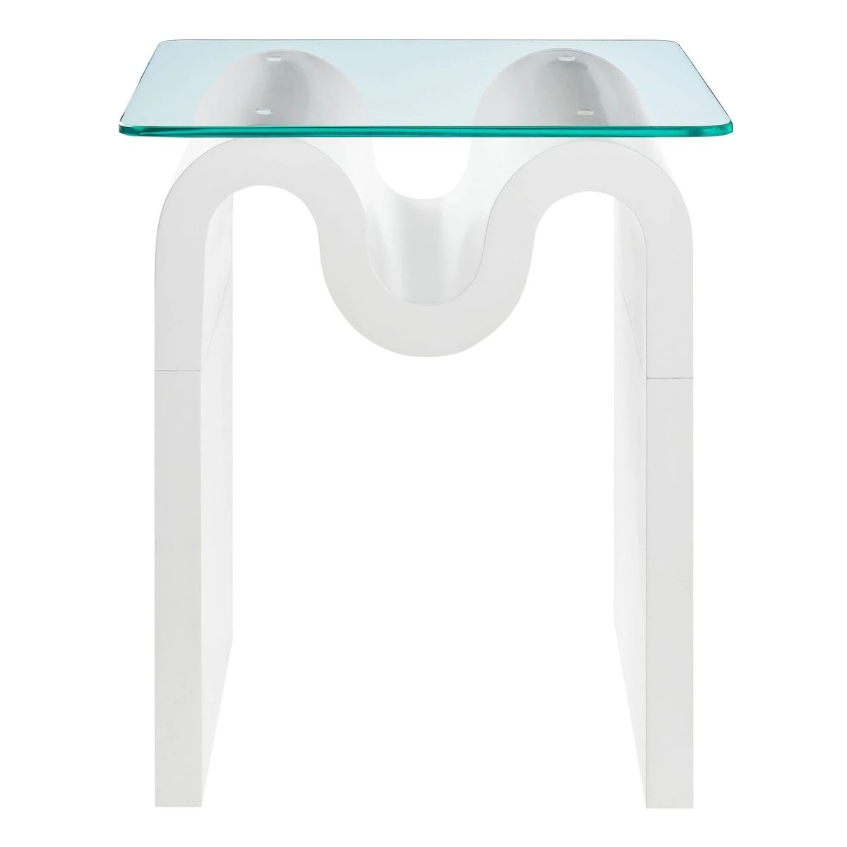 Glass Top Side Table with Wave Base – 17 Inch - End & Side Tables available at Alpine Outlets in Denver