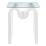 Glass Top Side Table with Wave Base – 17 Inch - End & Side Tables available at Alpine Outlets in Denver