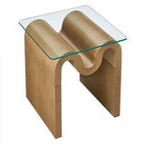 Glass Top Side Table with Wave Base – 17 Inch - End & Side Tables available at Alpine Outlets in Denver
