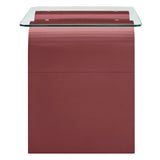 Glass Top Side Table with Wave Base – 17 Inch - End & Side Tables available at Alpine Outlets in Denver