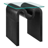 Glass Top Side Table with Wave Base – 17 Inch - End & Side Tables available at Alpine Outlets in Denver