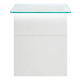 Glass Top Side Table with Wave Base – 17 Inch - End & Side Tables available at Alpine Outlets in Denver