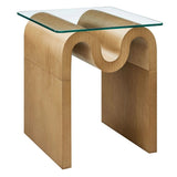 Glass Top Side Table with Wave Base – 17 Inch - End & Side Tables available at Alpine Outlets in Denver