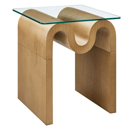 Glass Top Side Table with Wave Base – 17 Inch - End & Side Tables available at Alpine Outlets in Denver