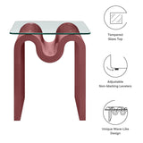 Glass Top Side Table with Wave Base – 17 Inch - End & Side Tables available at Alpine Outlets in Denver