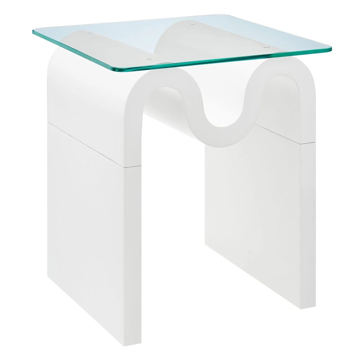 Glass Top Side Table with Wave Base – 17 Inch - End & Side Tables available at Alpine Outlets in Denver