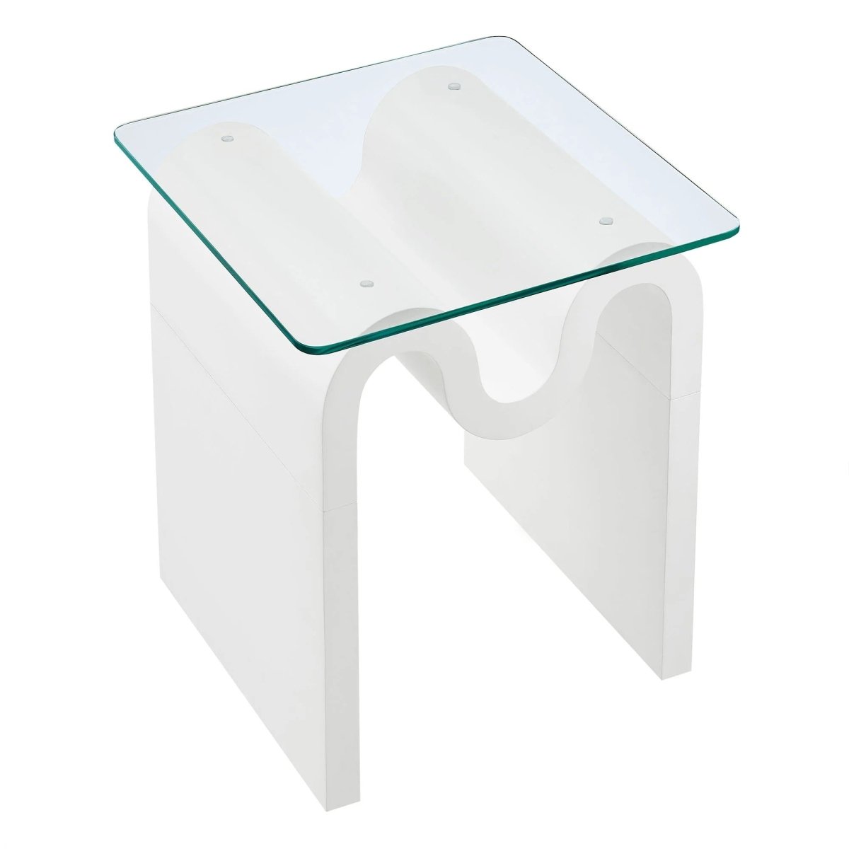 Glass Top Side Table with Wave Base – 17 Inch - End & Side Tables available at Alpine Outlets in Denver