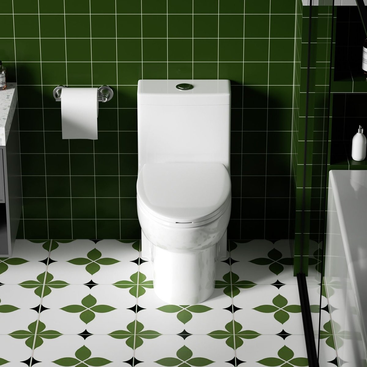 Gloss Tornado Flush 1 Piece Toilet With Soft Closing Seat, Water Saving Dual Flush - Gloss White - Toilets available at Alpine Outlets in Denver