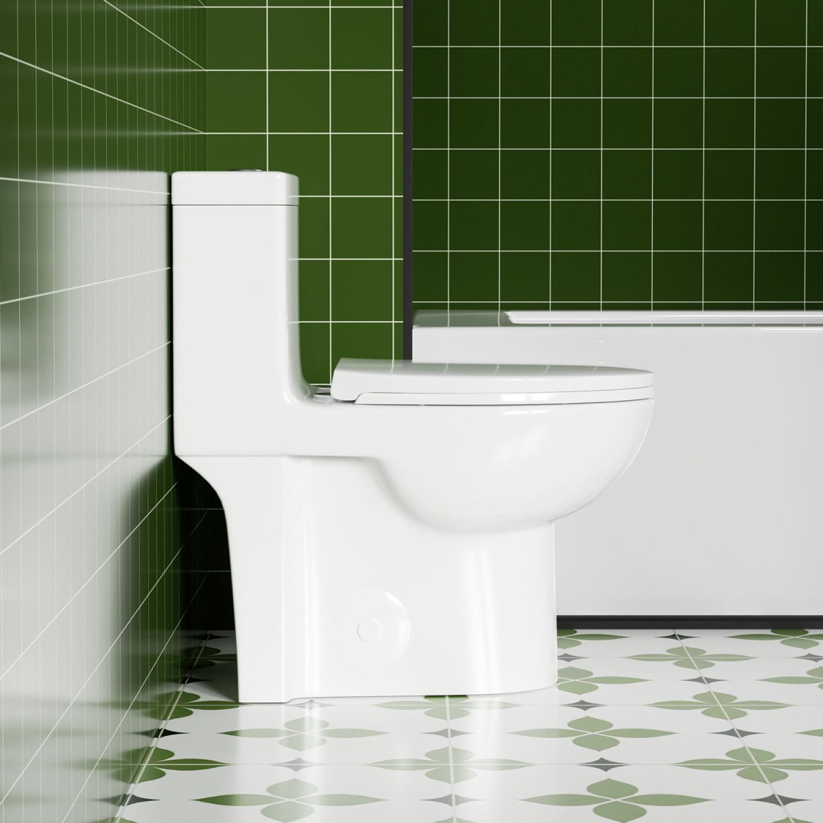 Gloss Tornado Flush 1 Piece Toilet With Soft Closing Seat, Water Saving Dual Flush - Gloss White - Toilets available at Alpine Outlets in Denver