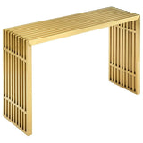 Gold Stainless Steel Console Table – Tubular Frame 47 Inch - Ottomans available at Alpine Outlets in Denver