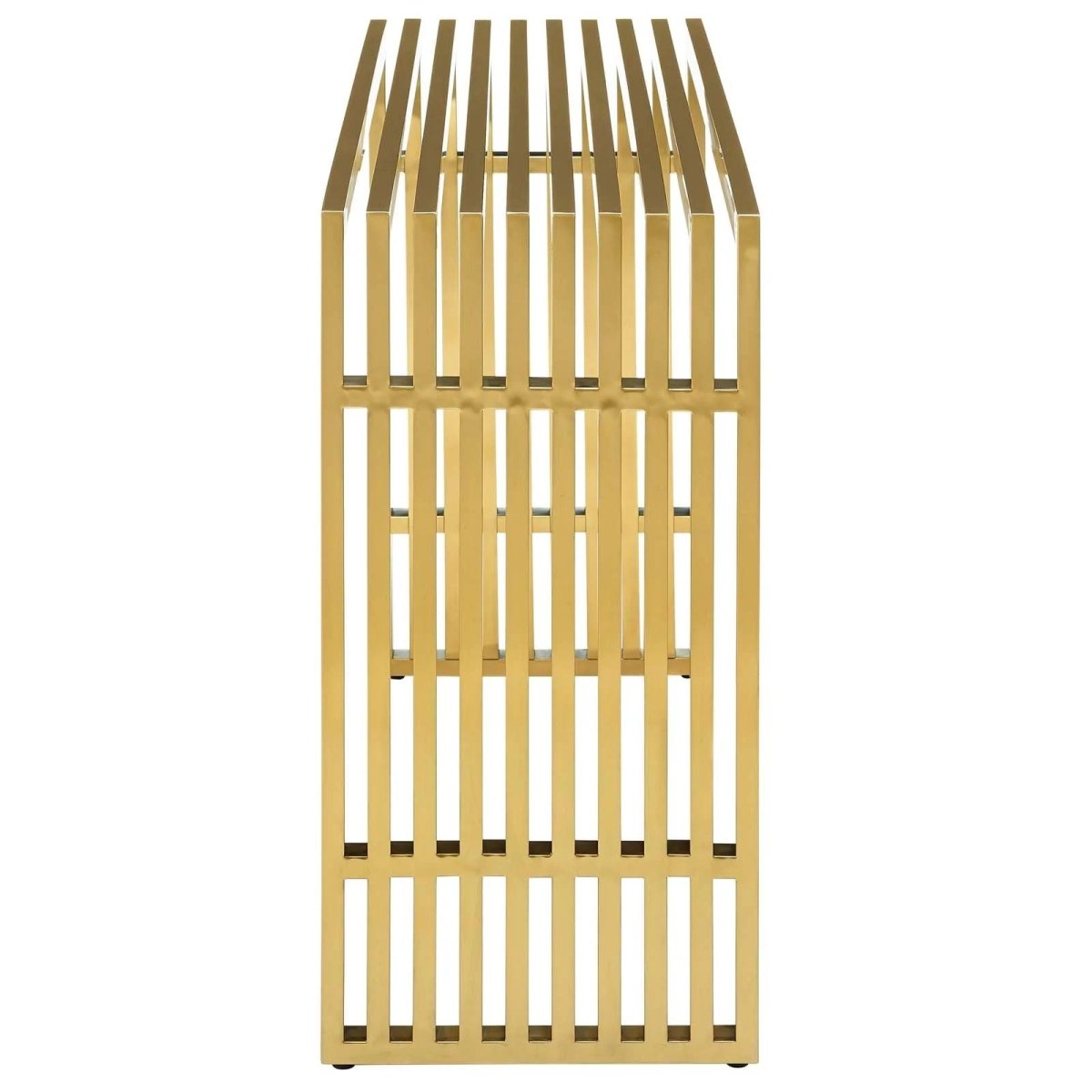 Gold Stainless Steel Console Table – Tubular Frame 47 Inch - Ottomans available at Alpine Outlets in Denver