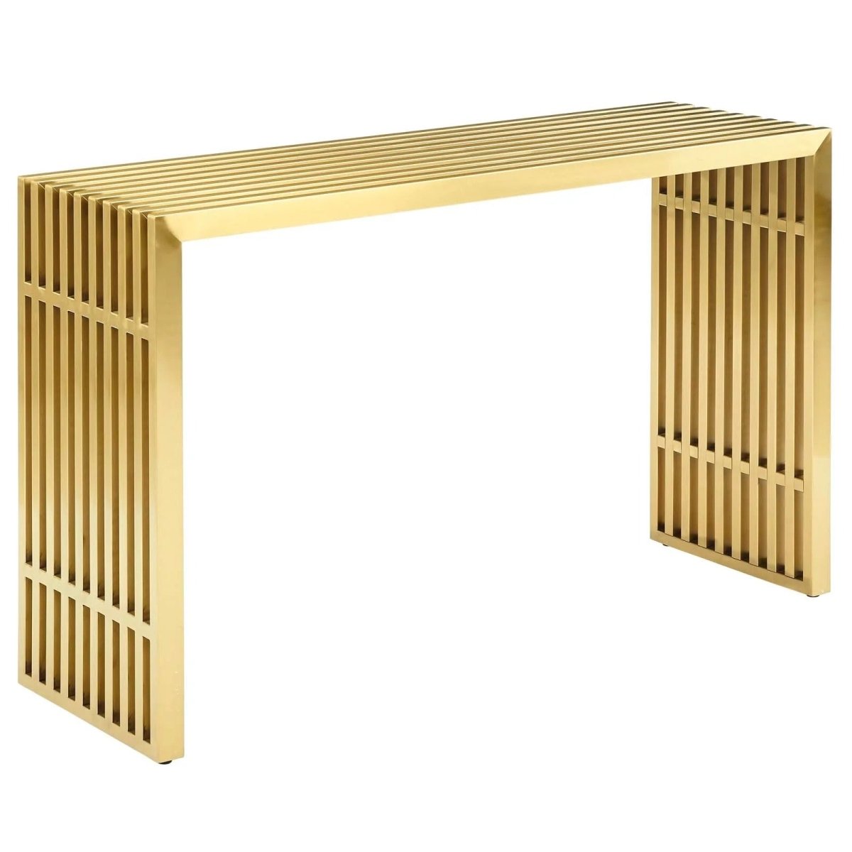 Gold Stainless Steel Console Table – Tubular Frame 47 Inch - Ottomans available at Alpine Outlets in Denver