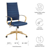 Gold Stainless Steel Highback Office Chair – Navy - Workspace - Alpine Outlets