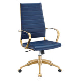 Gold Stainless Steel Highback Office Chair – Navy - Workspace - Alpine Outlets