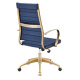 Gold Stainless Steel Highback Office Chair – Navy - Workspace - Alpine Outlets