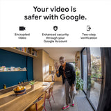 Google account security and encrypted video features for Nest Cam indoor wired