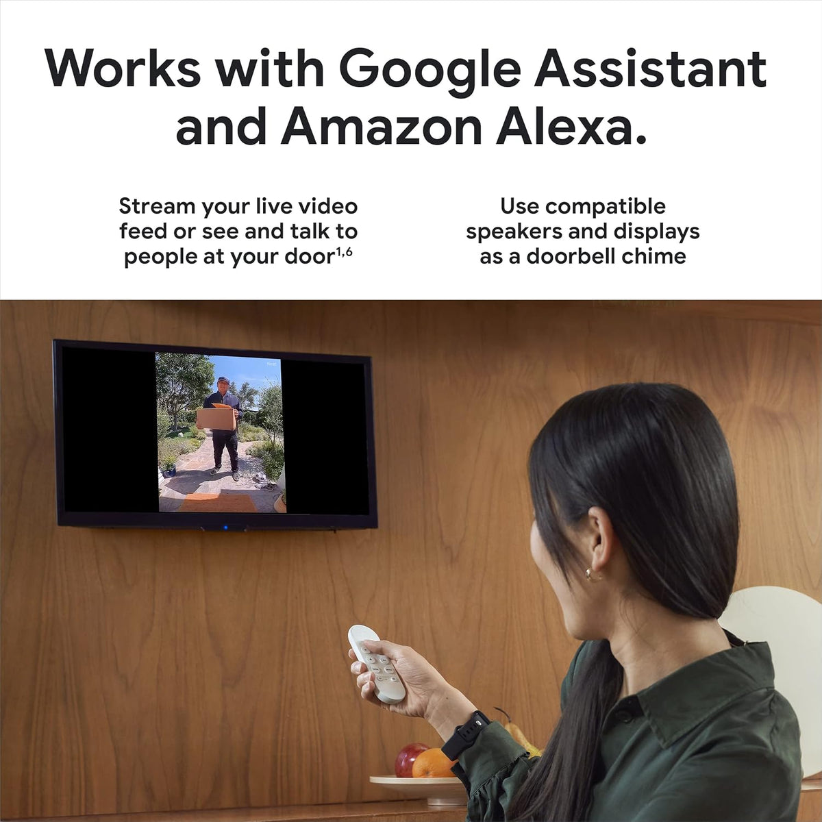 Nest Doorbell wired second generation live video on a compatible smart display, sold separately