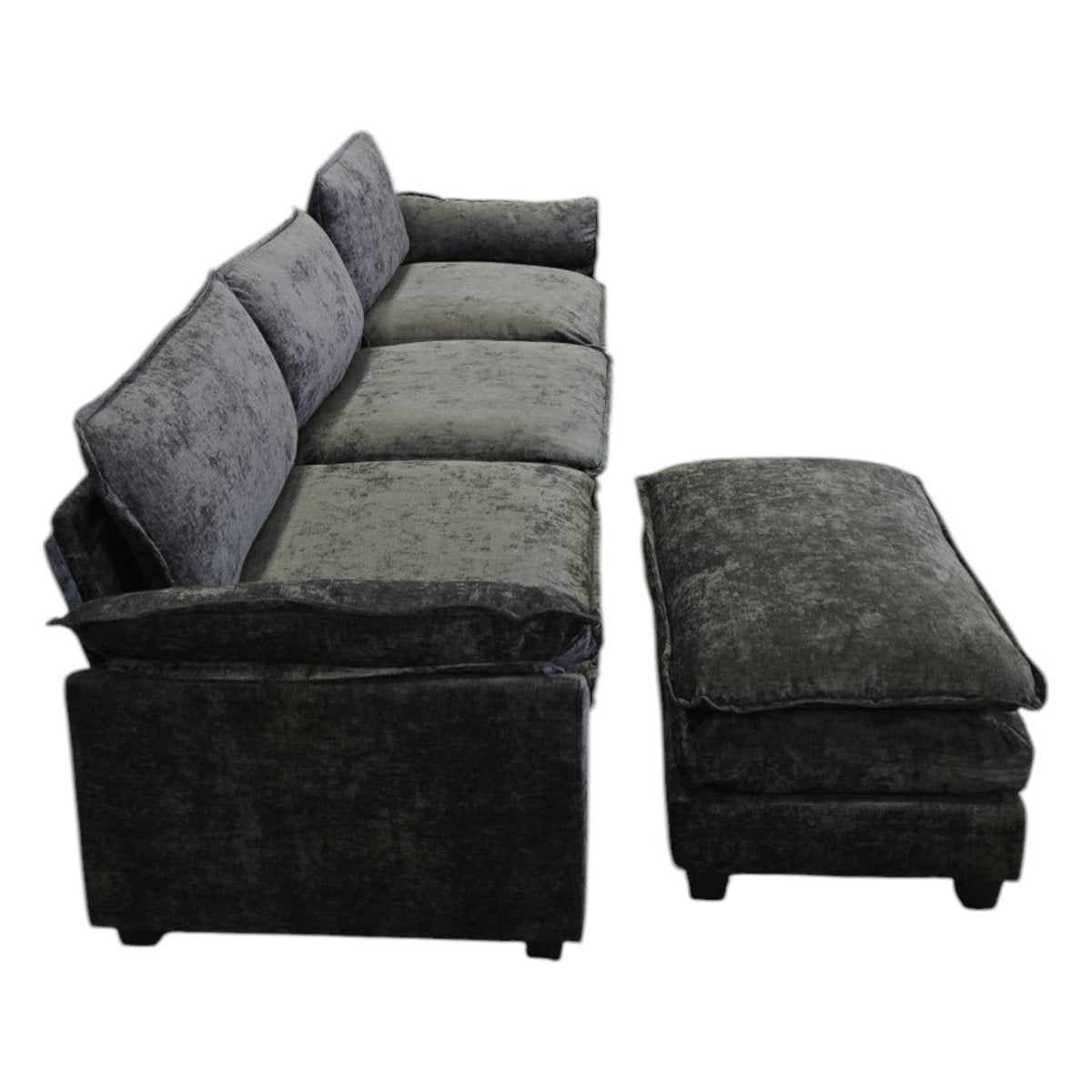 Gray Sectional, Cloud Couch with Ottoman (ID L789012) - Furniture available at Alpine Outlets in Denver