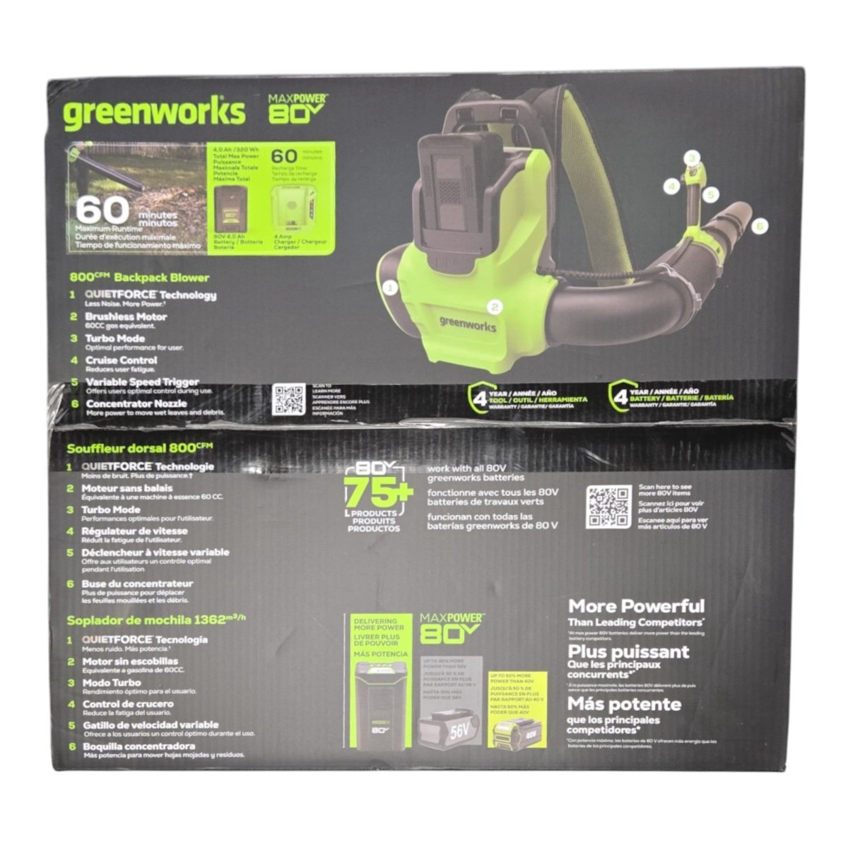 GreenWorks 22" Cordless Backpack Blower (ID N834762) - Outdoor Power Equipment available at Alpine Outlets in Denver