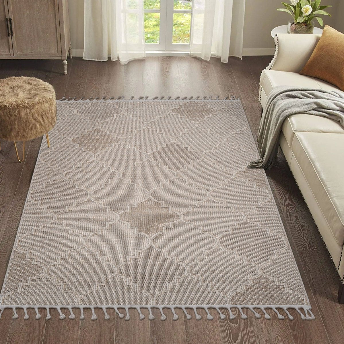Guros - 6' X 9' Trellis Indoor / Outdoor Area Rug - Cream - Area Rugs available at Alpine Outlets in Denver