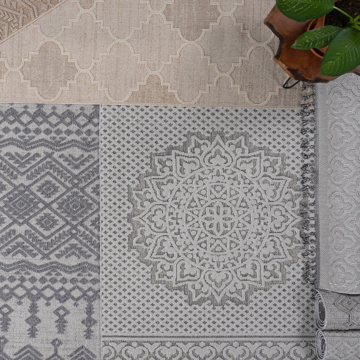 Guros - 6' X 9' Trellis Indoor / Outdoor Area Rug - Ivory - Area Rugs available at Alpine Outlets in Denver