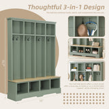 Hall Tree With 8 Hooks, Practical Entryway Bench With Open Compartments - Hall Trees available at Alpine Outlets in Denver