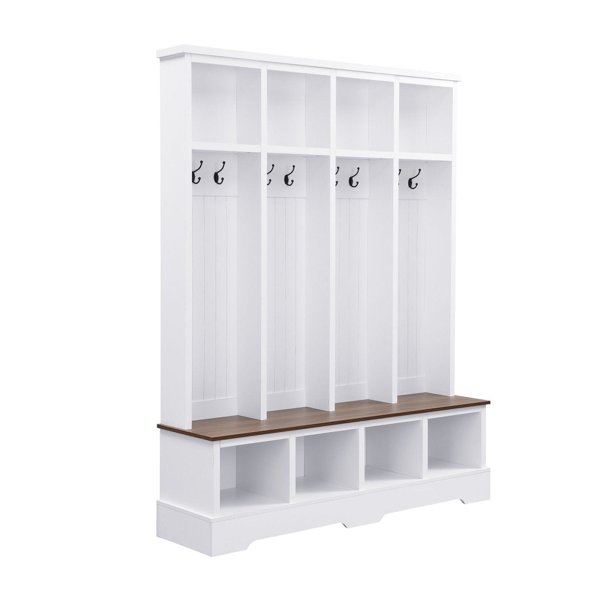 Hall Tree With 8 Hooks, Practical Entryway Bench With Open Compartments - Hall Trees available at Alpine Outlets in Denver