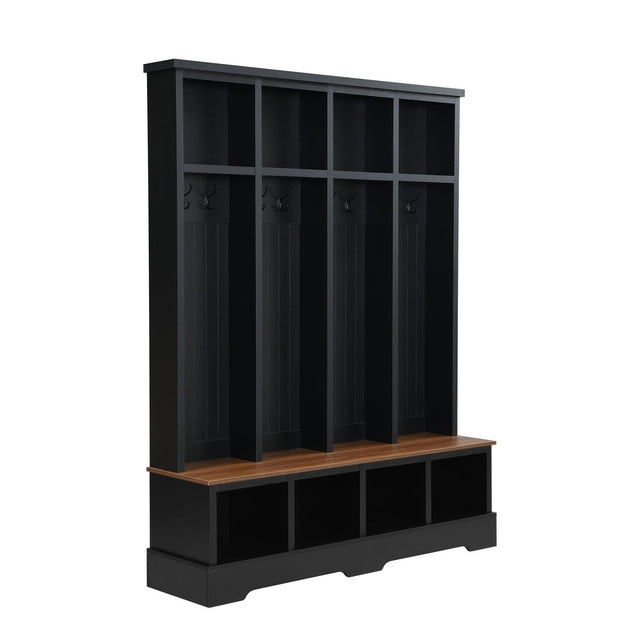 Hall Tree With 8 Hooks, Practical Entryway Bench With Open Compartments - Hall Trees available at Alpine Outlets in Denver