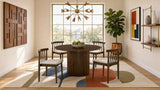 Hamlyn 47" Round Walnut Wood Dining Table with Pedestal Base - Dining Tables & Bar Tables available at Alpine Outlets in Denver