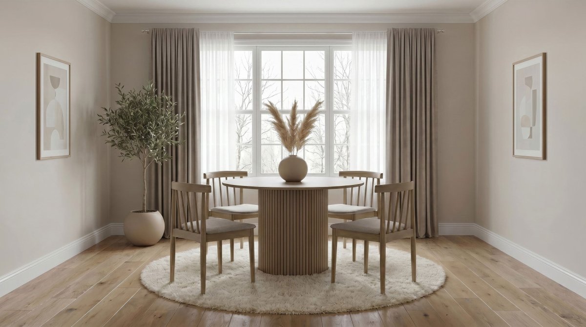 Hamlyn 47" Round Wood Dining Table in Natural Oak - Dining Tables & Bar Tables available at Alpine Outlets in Denver