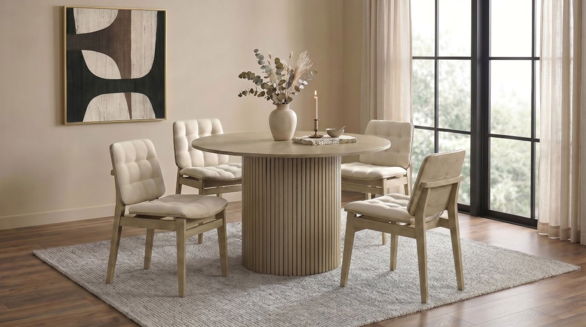 Hamlyn 47" Round Wood Dining Table in Natural Oak - Dining Tables & Bar Tables available at Alpine Outlets in Denver