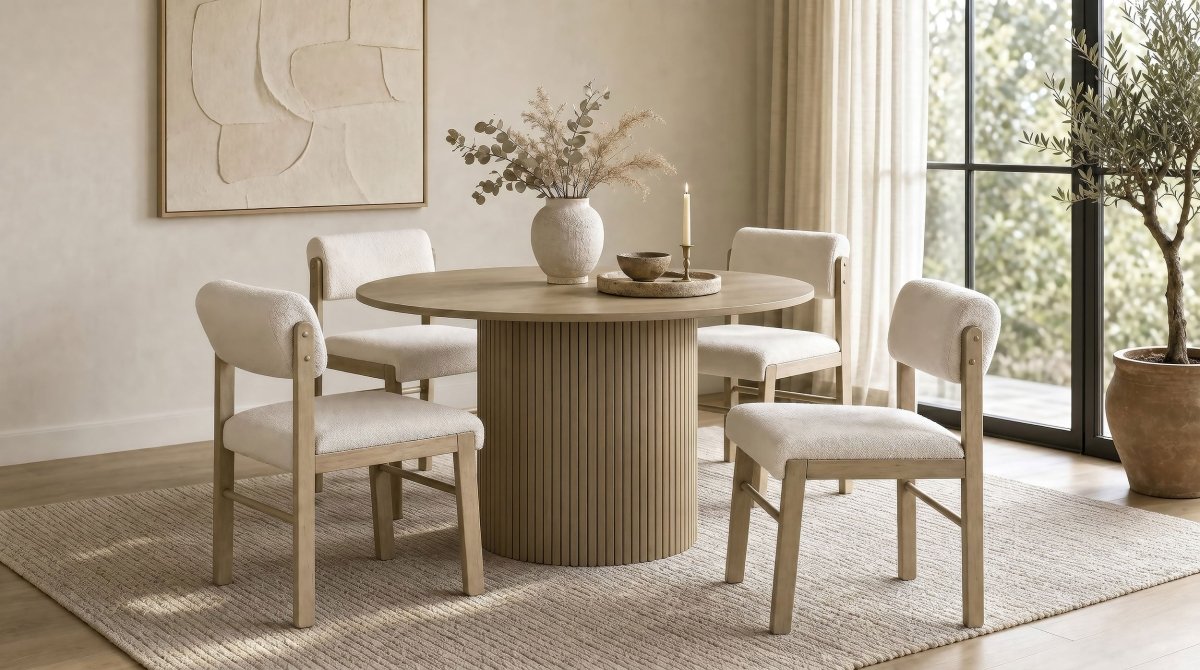 Hamlyn 47" Round Wood Dining Table in Natural Oak - Dining Tables & Bar Tables available at Alpine Outlets in Denver