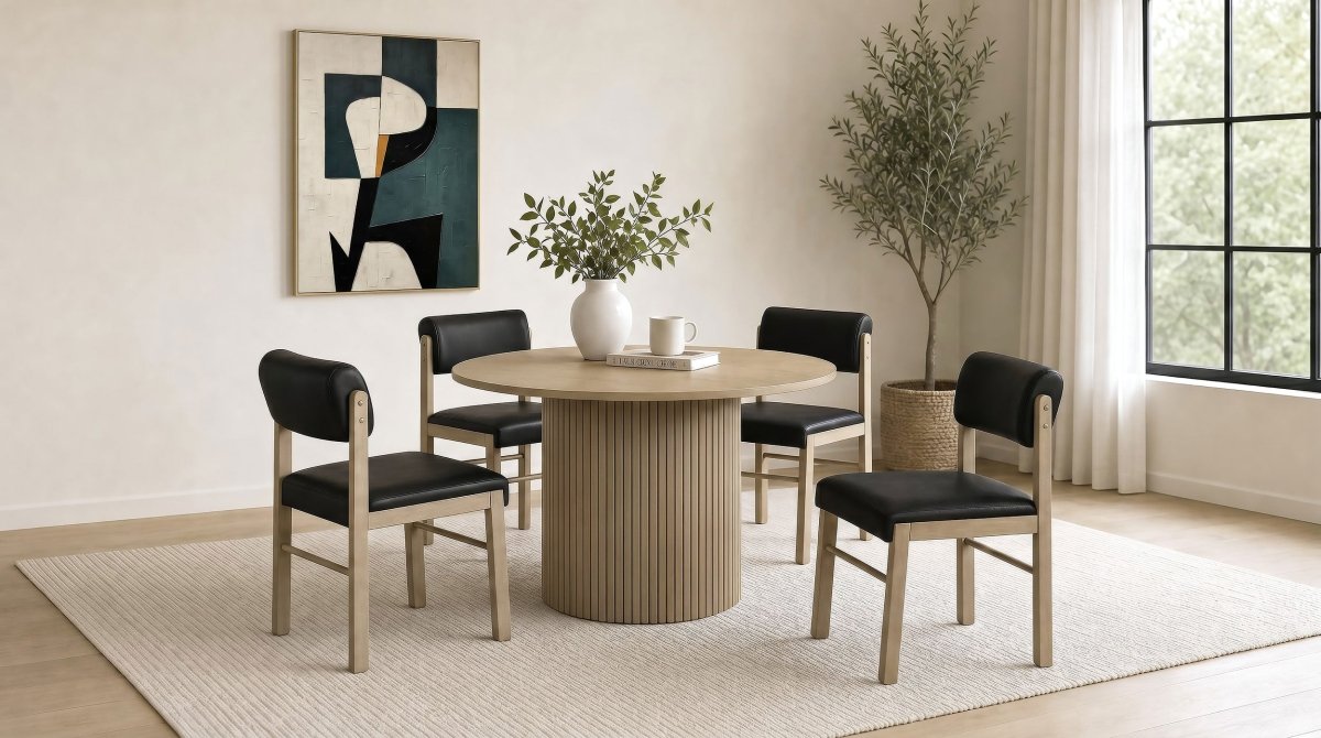 Hamlyn 47" Round Wood Dining Table in Natural Oak - Dining Tables & Bar Tables available at Alpine Outlets in Denver