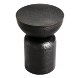 Hammered Metal Side Table Pedestal Drum – Black 15 Inch - End & Side Tables available at Alpine Outlets in Denver