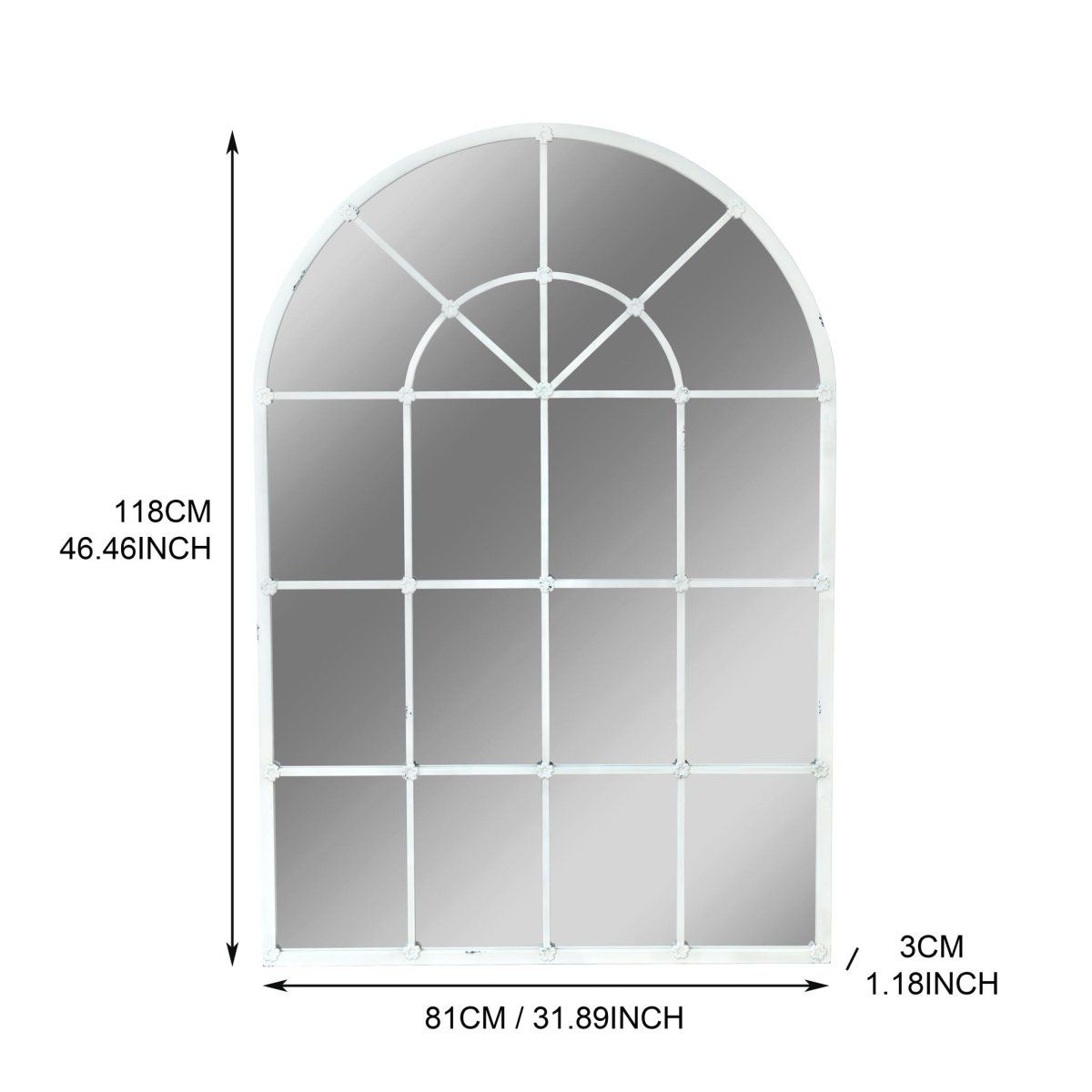 Handmade Arched Mirror, Windows Design For Entryway - White - Arched Mirrors available at Alpine Outlets in Denver