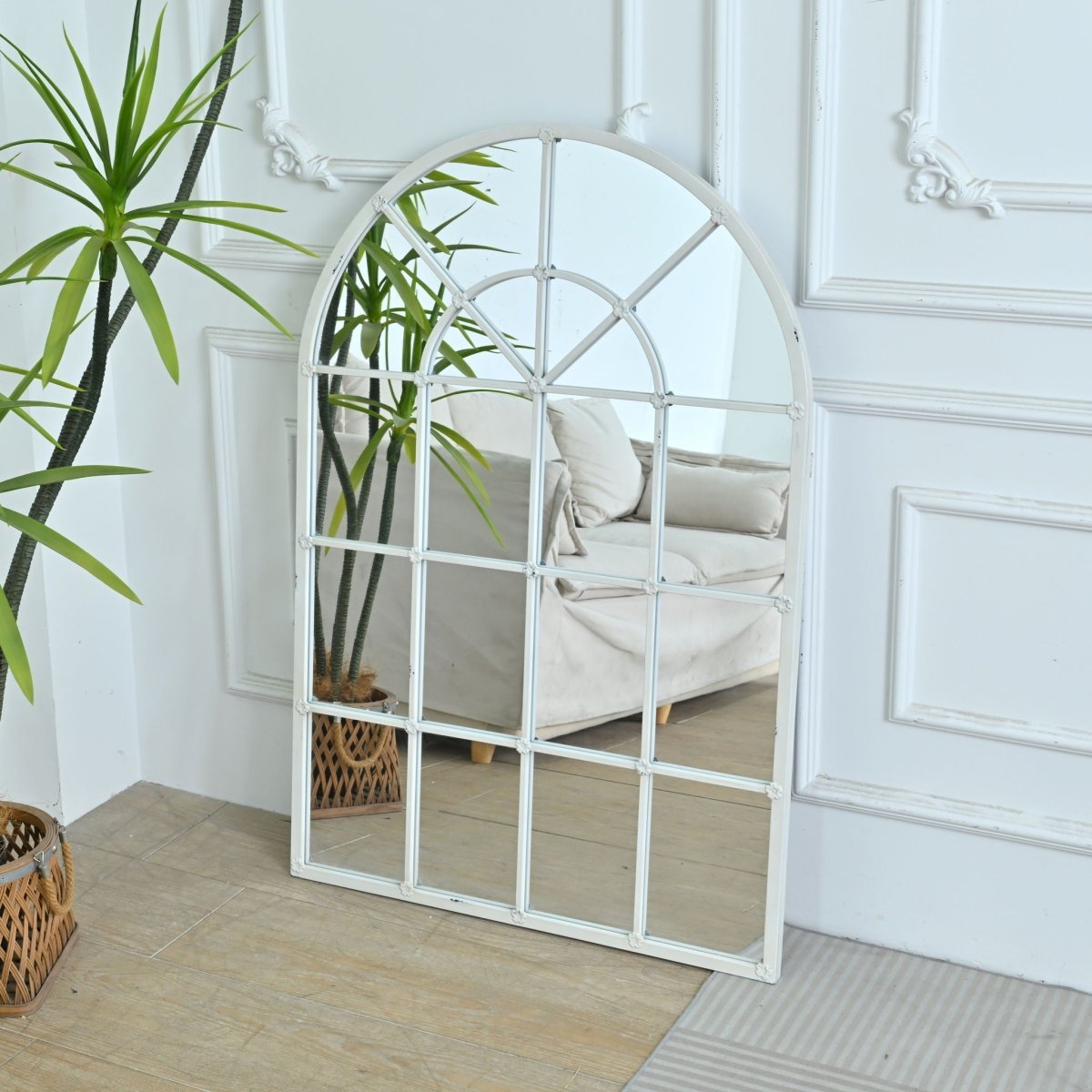 Handmade Arched Mirror, Windows Design For Entryway - White - Arched Mirrors available at Alpine Outlets in Denver