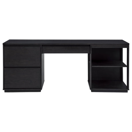 Harkes 75" 3-Drawer Computer Desk with Adjustable Shelf, Coffee Bean - Desks available at Alpine Outlets in Denver