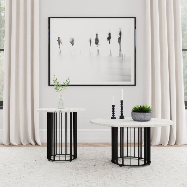 Haven 2 - Piece Round Marble Coffee and End Table Set - Coffee Table Sets available at Alpine Outlets in Denver