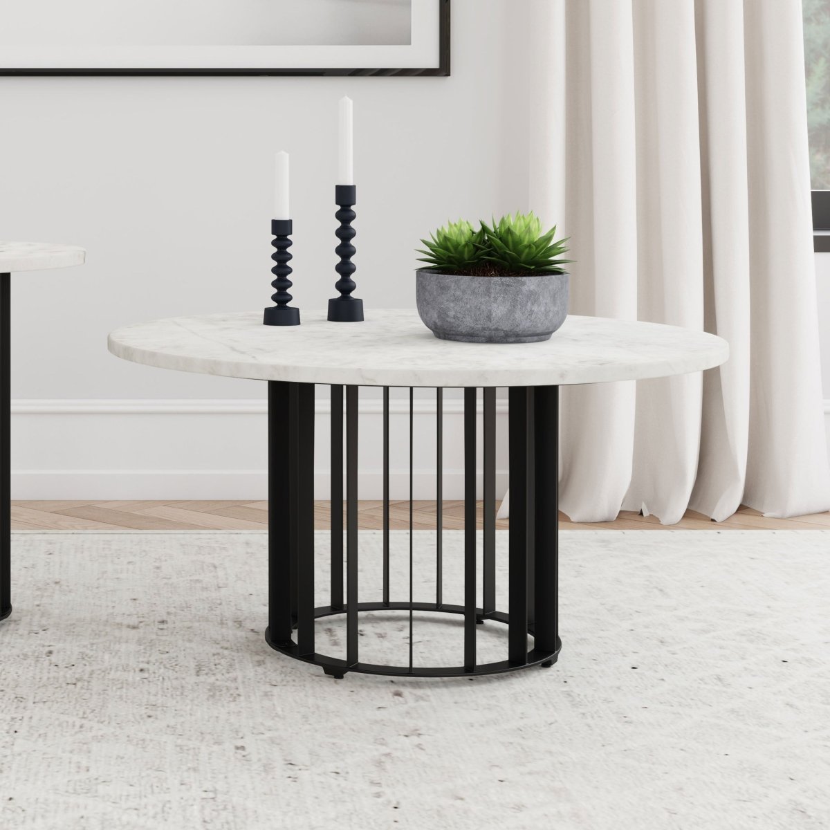Haven Round Genuine White Marble Top Coffee Table - Coffee Tables available at Alpine Outlets in Denver