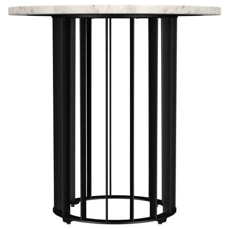 Haven Round White Marble Top End Table with Black Iron Base - End & Side Tables available at Alpine Outlets in Denver