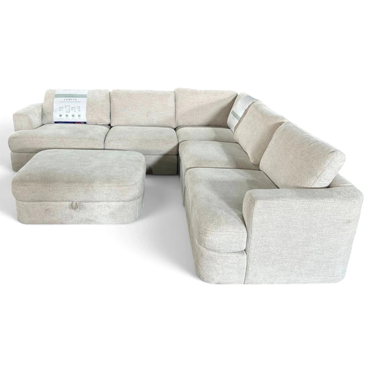 Henredon Corvin 6-Piece Modular Fabric Sectional with Storage Ottoman - 🟡 Sleeper Sectionals available at Alpine Outlets in Denver
